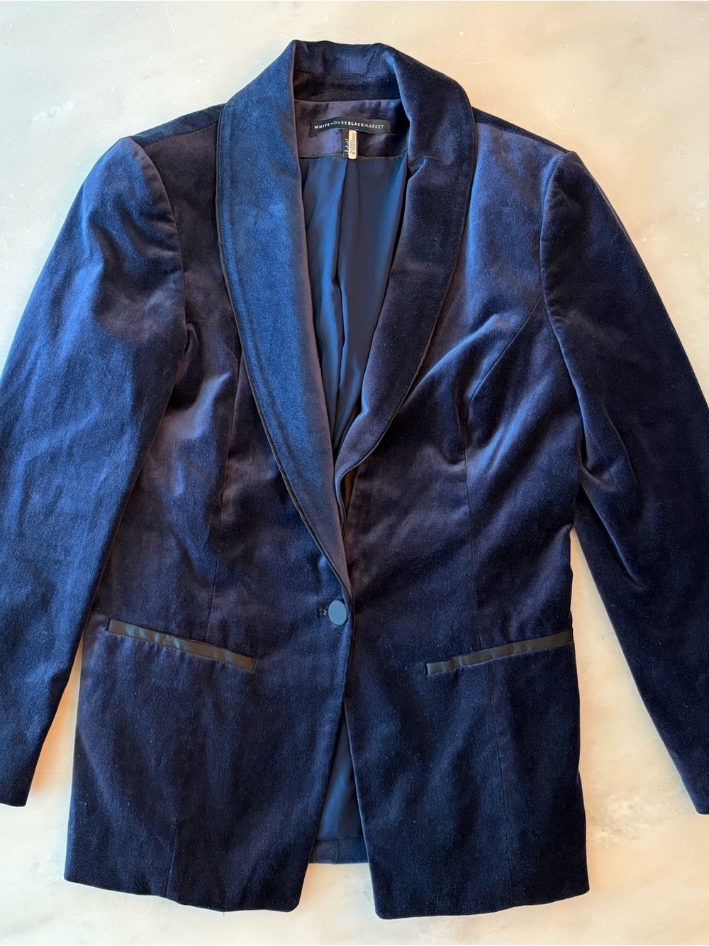 White House Black Market Velvet Blazer - Navy Blue